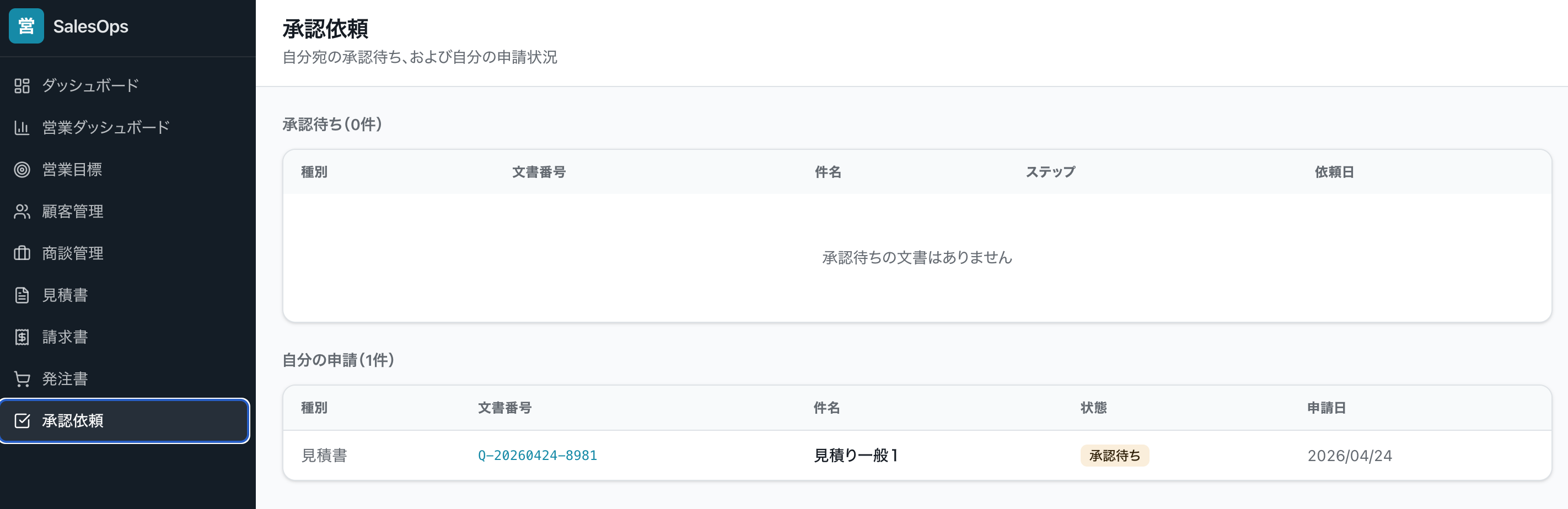 SalesDoc 承認依頼